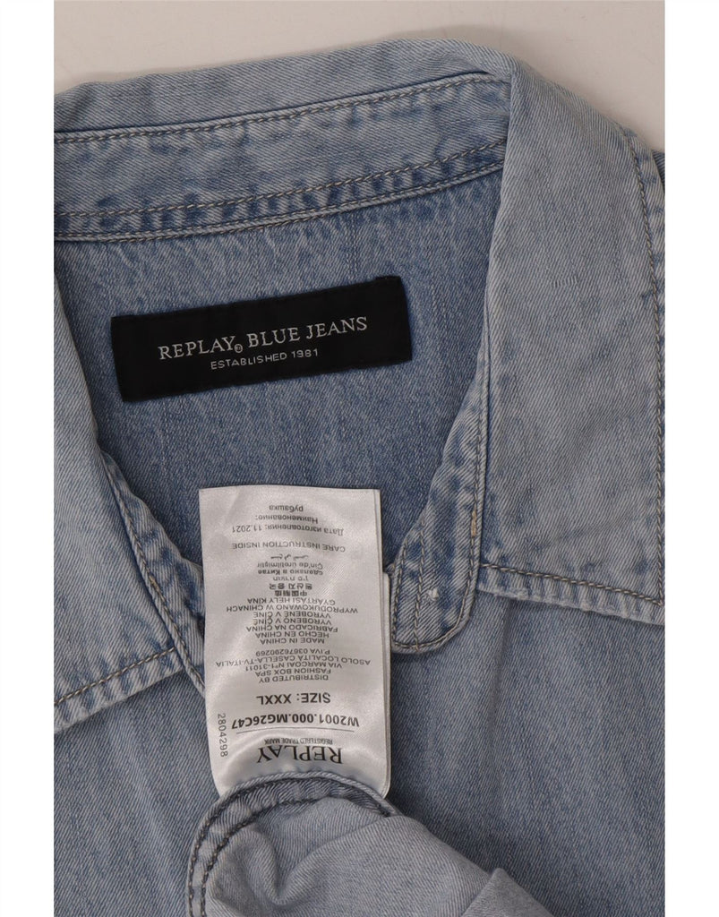 REPLAY Womens Denim Shirt UK 22 3XL Blue Cotton Vintage Replay and Second-Hand Replay from Messina Hembry 