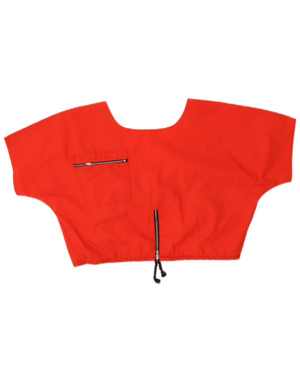 VINTAGE Bluză Crop Top pentru femei UK 16 Large Red