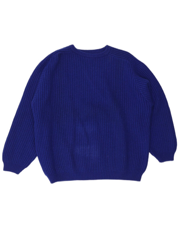 Pulover Benetton pentru bărbați, cu gât de barcă, IT 52, lână mare, albastră