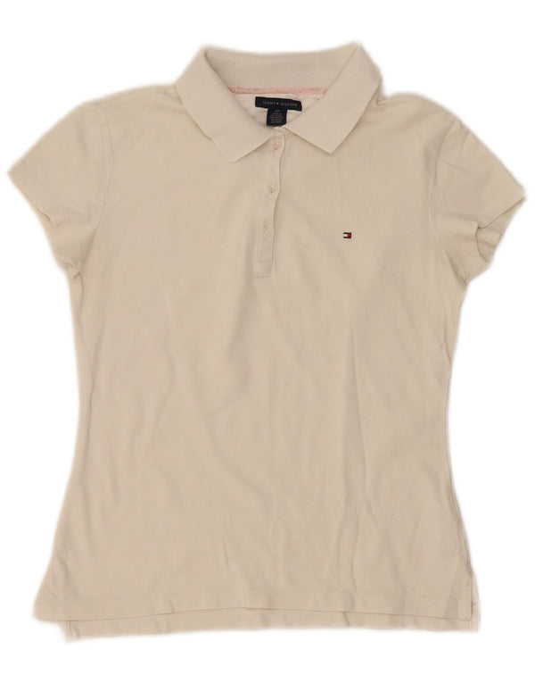 Tricou polo Tommy Hilfiger pentru femei UK 10 Small White Bumbac