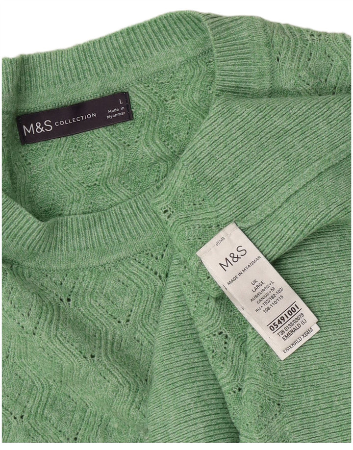 Pulover pentru femei Marks & Spencer cu decolteu rotund din poliester verde mare UK 16