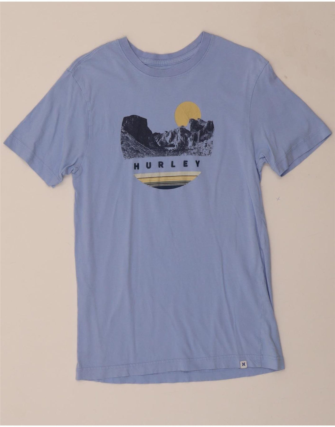 HURLEY Mens Graphic T-Shirt Top Small Blue Cotton Vintage Hurley and Second-Hand Hurley from Messina Hembry 