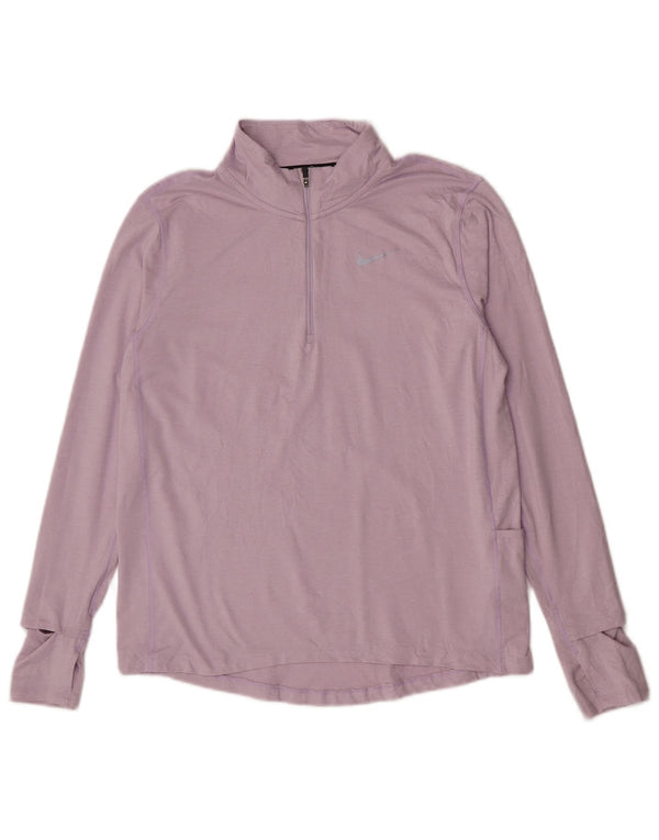 Top pentru alergare Nike pentru femei, cu fermoar, cu mânecă lungă, UK 14, violet mediu Sport