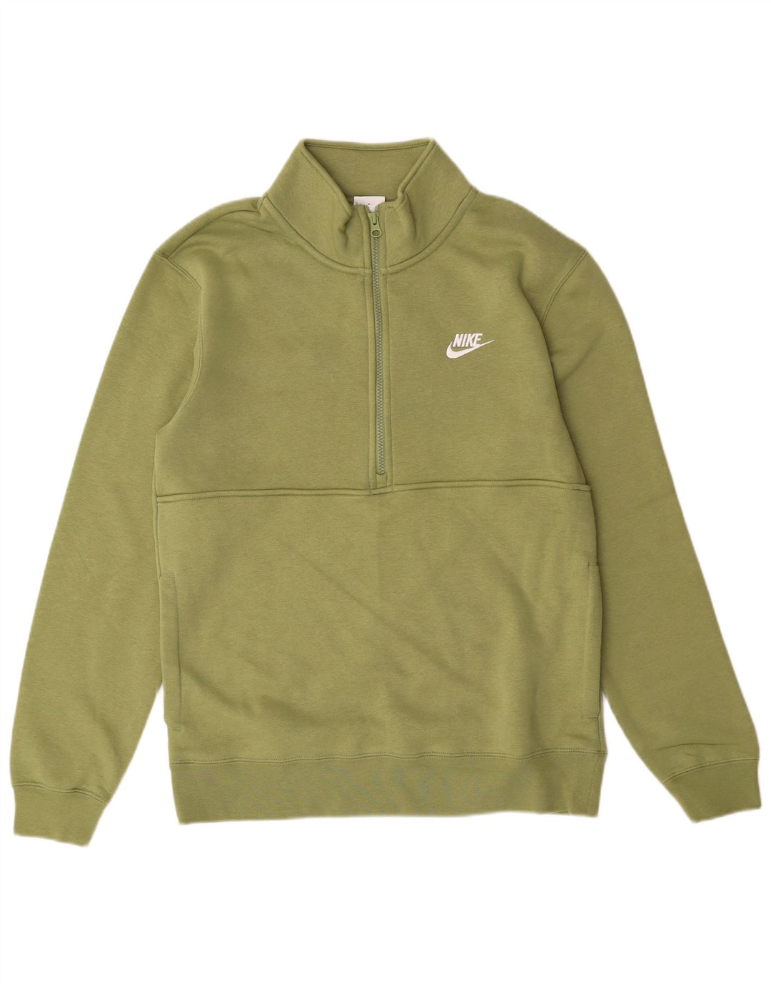 NIKE Mens Zip Neck Sweatshirt Jumper Small Green Cotton