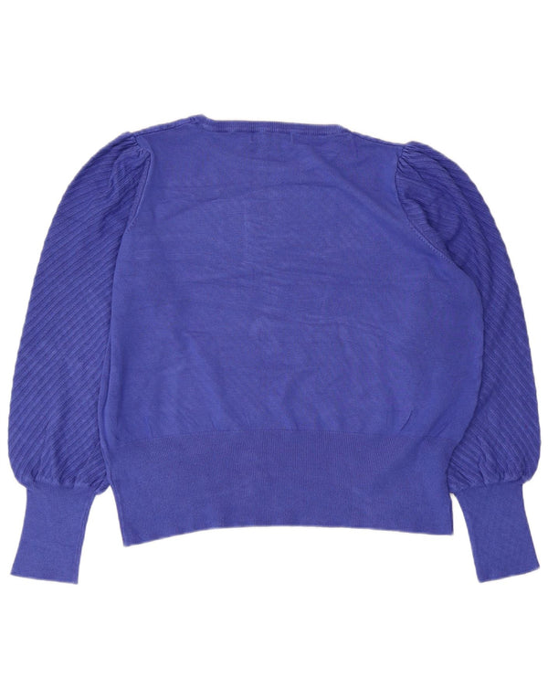 Marks & Spencer Pulover Crop Crew Deck pentru femei UK 20 2XL Blue Viscose