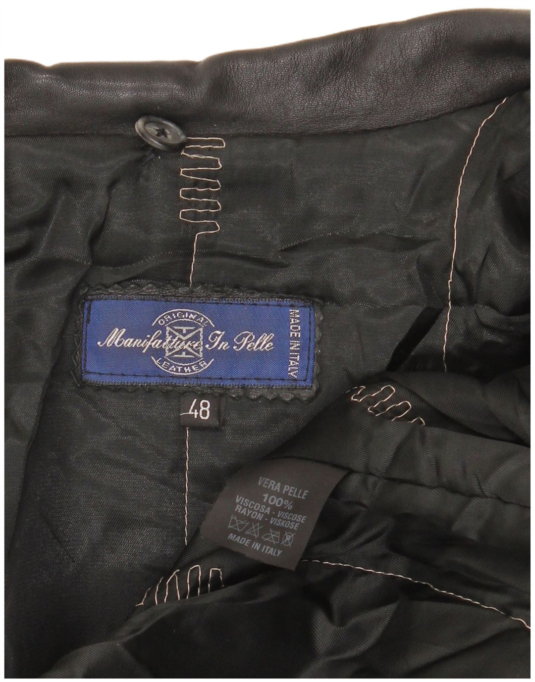 Palton supradimensionat din piele vintage pentru femei IT 48 XL din piele neagră