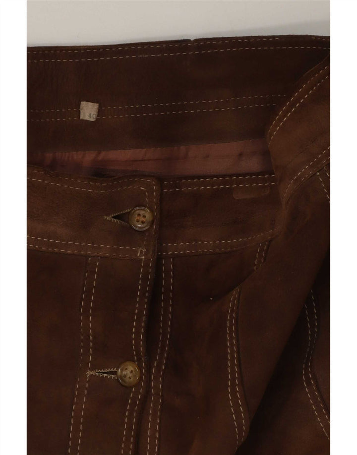 Fusta dama vintage din piele intoarsa EU 40 Medium W30 piele maro