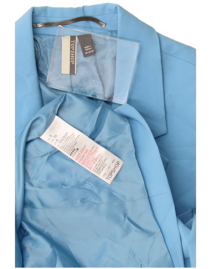 Jachetă Topshop pentru femei, cu două pieptări, UK 8, poliester albastru mic