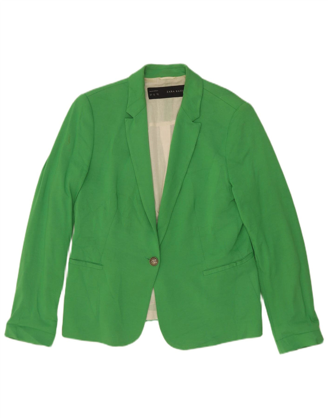 Blazer pentru femei Zara cu 1 nasture, UK 18 XL, bumbac verde