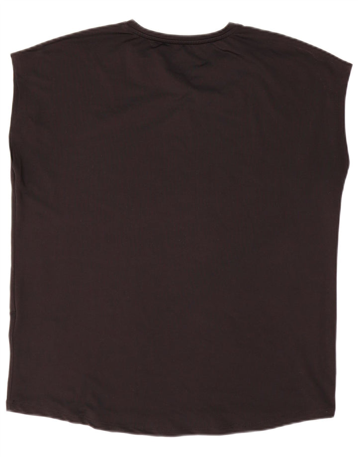 VINTAGE Tricou grafic pentru femei Top UK 14 Poliester mediu negru