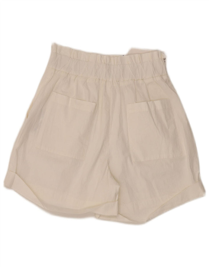Pantaloni scurți Zara pentru femei cu talie înaltă, mediu W28, bumbac alb