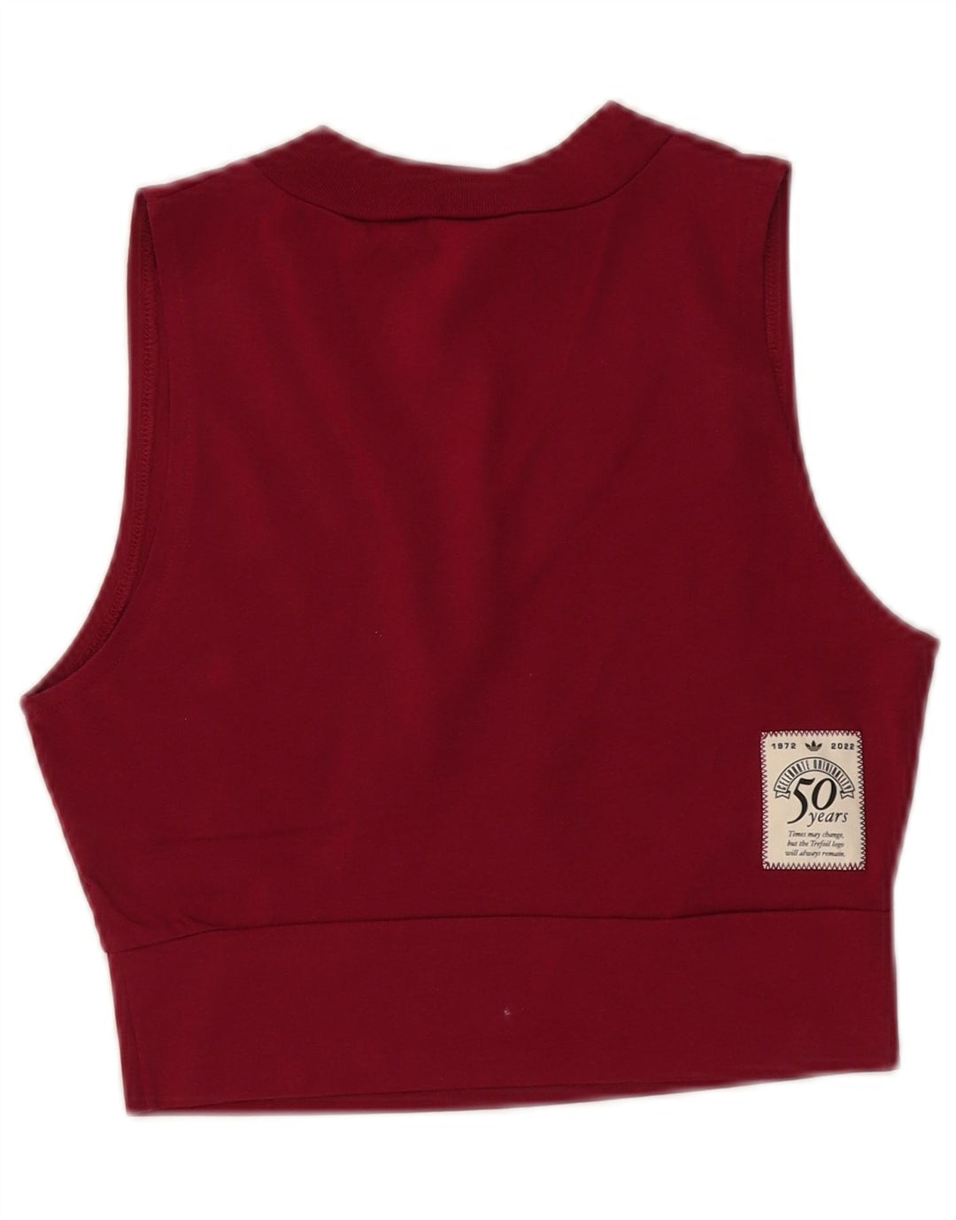 ADIDAS Crop Graphic Vest Top pentru femei UK 10 Small Burgundy Bumbac