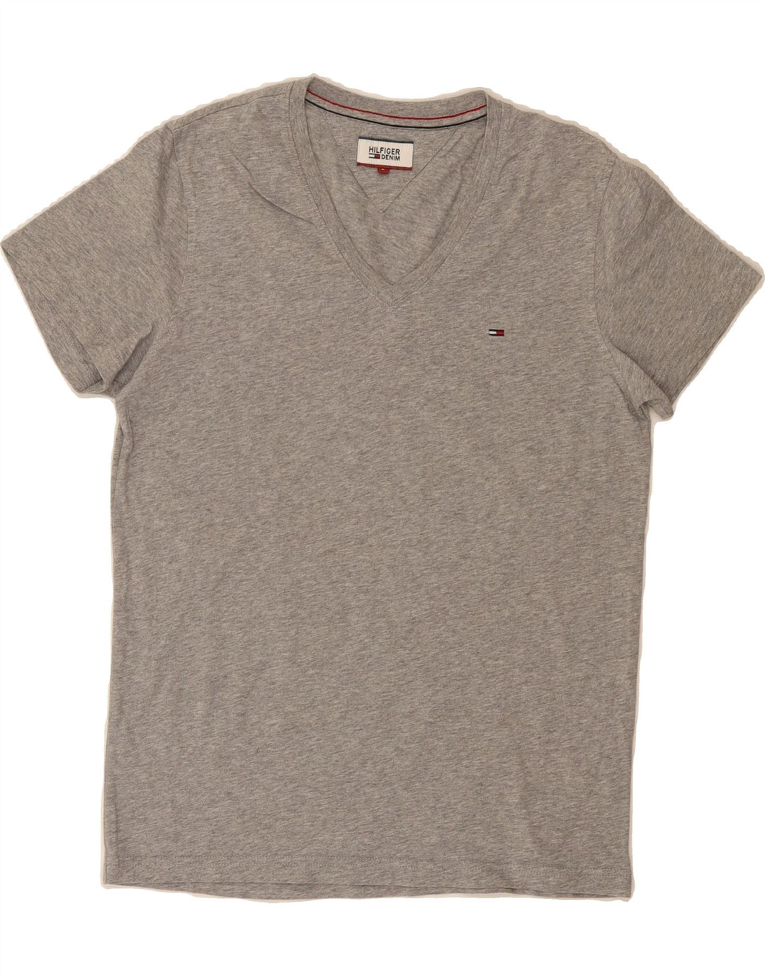 TOMMY HILFIGER Womens T-Shirt Top UK 10 Small Grey Vintage Tommy Hilfiger and Second-Hand Tommy Hilfiger from Messina Hembry 