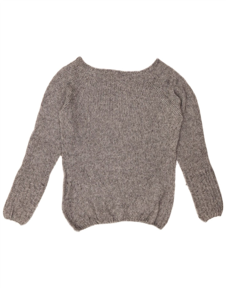 FRED PERRY Pulover cu gât de barcă pentru femei UK 14 Medium Gri Pete