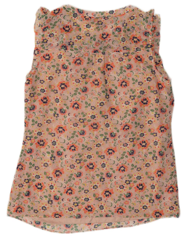 Bluză Boden pentru femei, fără mâneci, cu volane în față, UK 6 XS, roz, floral