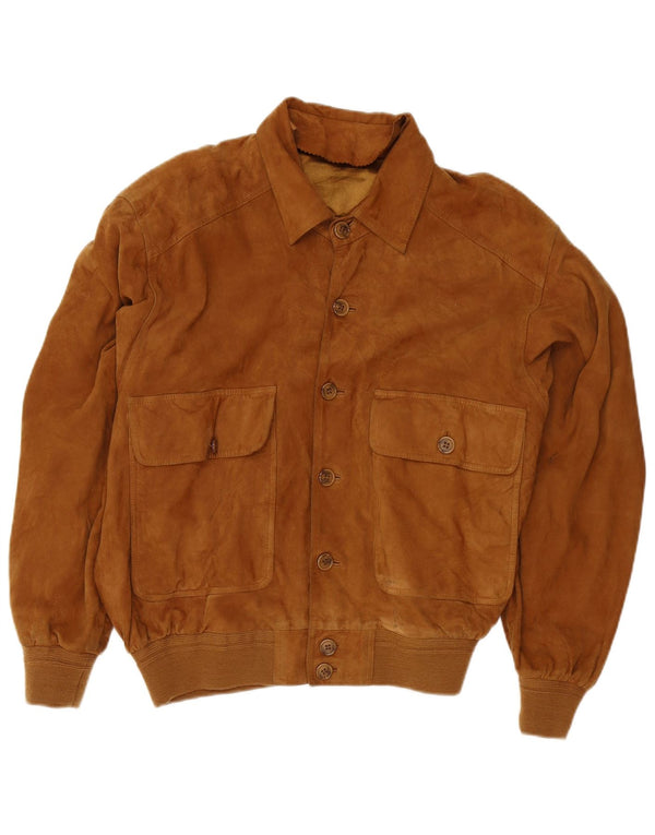 Bomber Vintage pentru bărbați din piele intoarsa UK 38 Medium Brown Leather