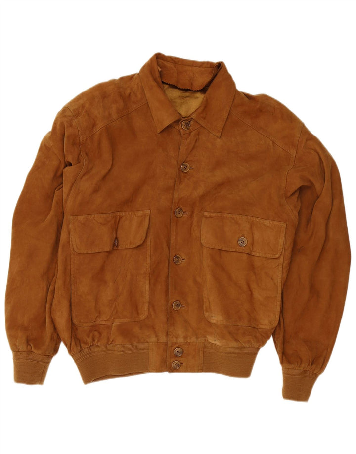 Bomber Vintage pentru bărbați din piele intoarsa UK 38 Medium Brown Leather