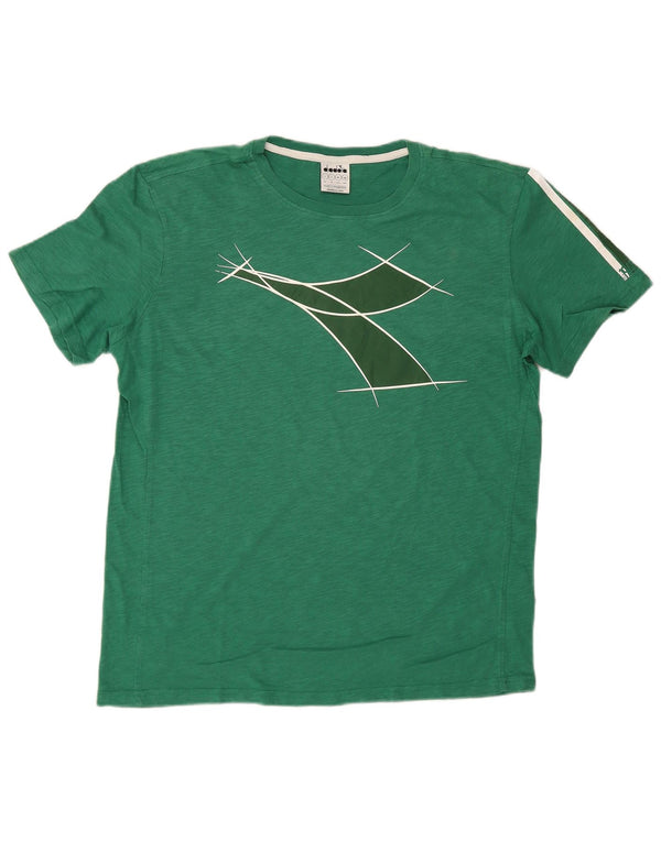 Tricou grafic Diadora pentru bărbați Top mare din bumbac verde