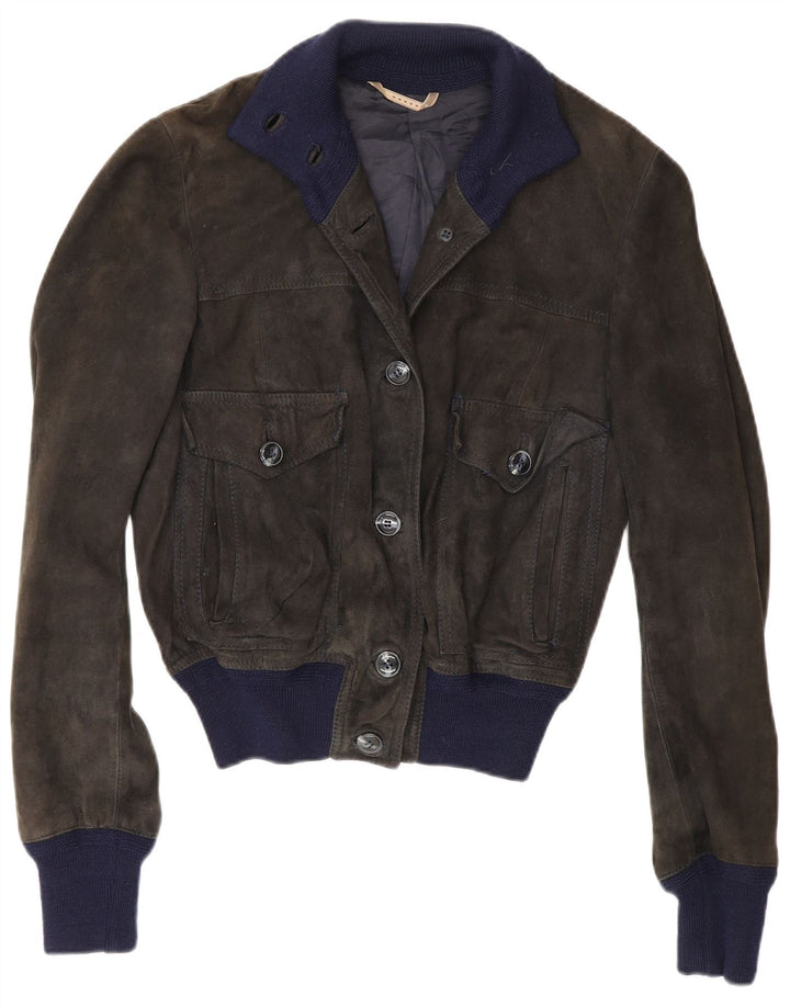 Bomber Reda pentru femei de piele intoarsa UK 10 Mic, negru, color block