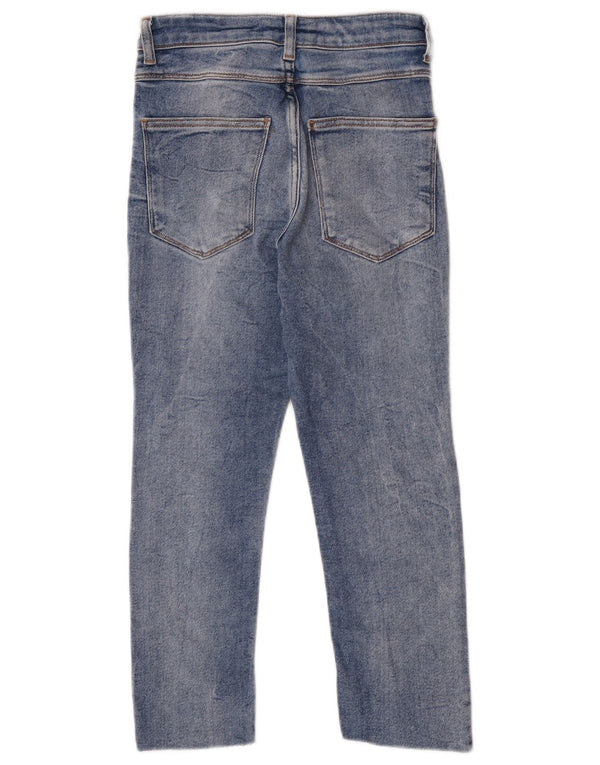 Blugi slim Capri distressed pentru femei Zara EU 36 XS W26 L22 Albastru
