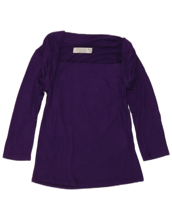 Top femeie Zara cu mâneci 3/4 UK 12 Viscoză violet mediu