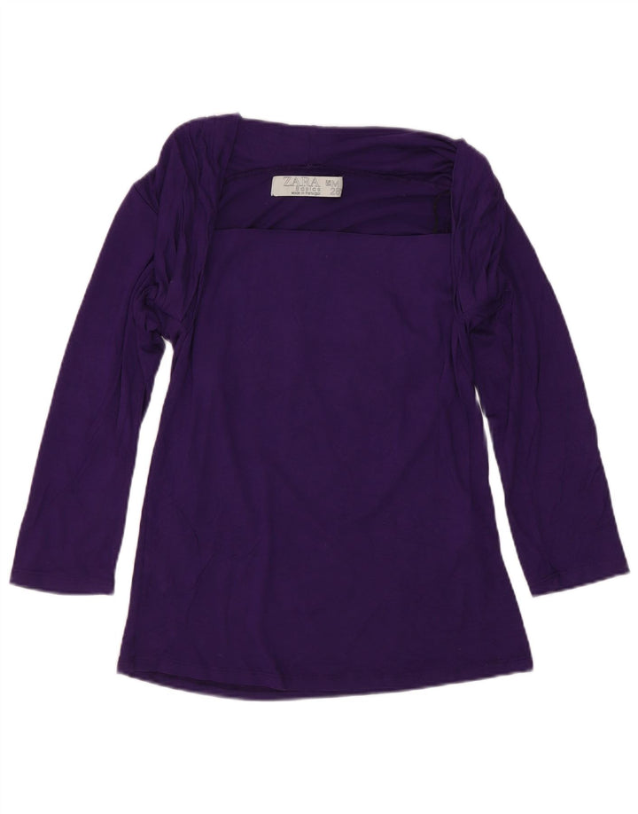 Top femeie Zara cu mâneci 3/4 UK 12 Viscoză violet mediu