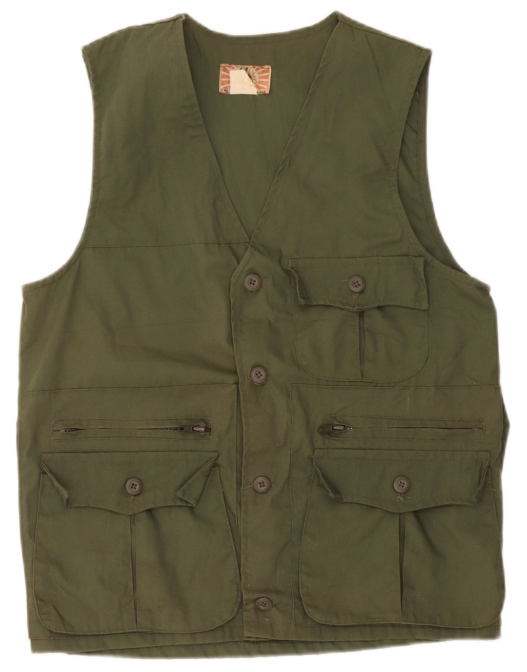 Gilet utilitar vintage pentru bărbați IT 46 mic bumbac kaki