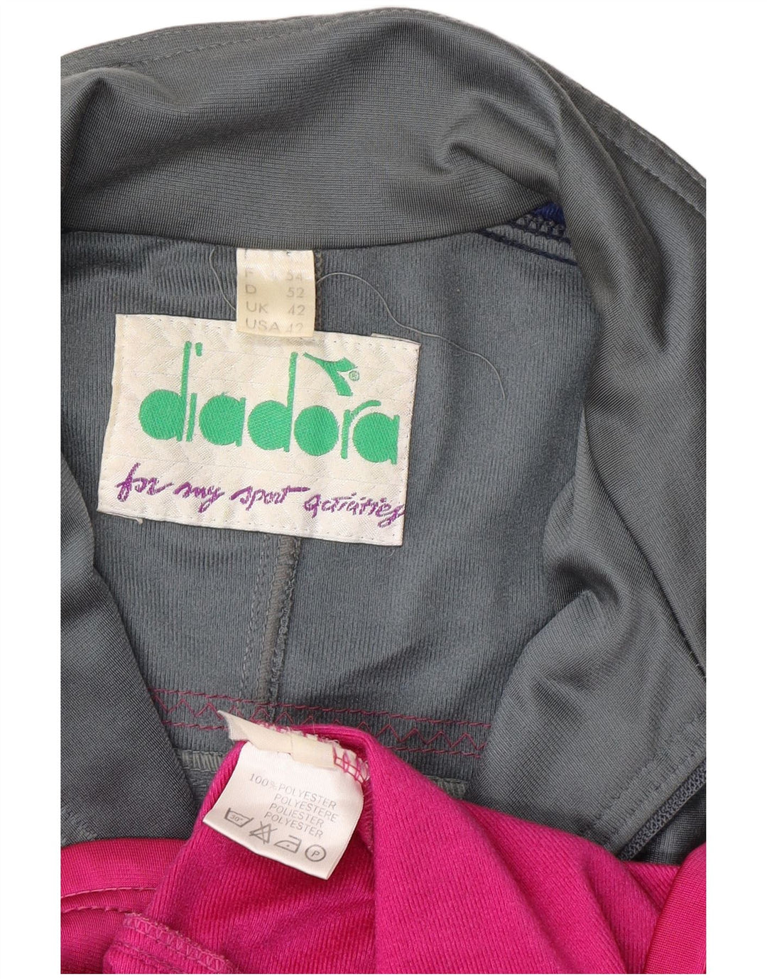 DIADORA Mens Graphic Tracksuit Top Jacket UK 42 Large Grey Colourblock