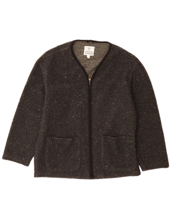 Pulover cardigan vintage pentru femei UK 18 XL poliester cu pături gri