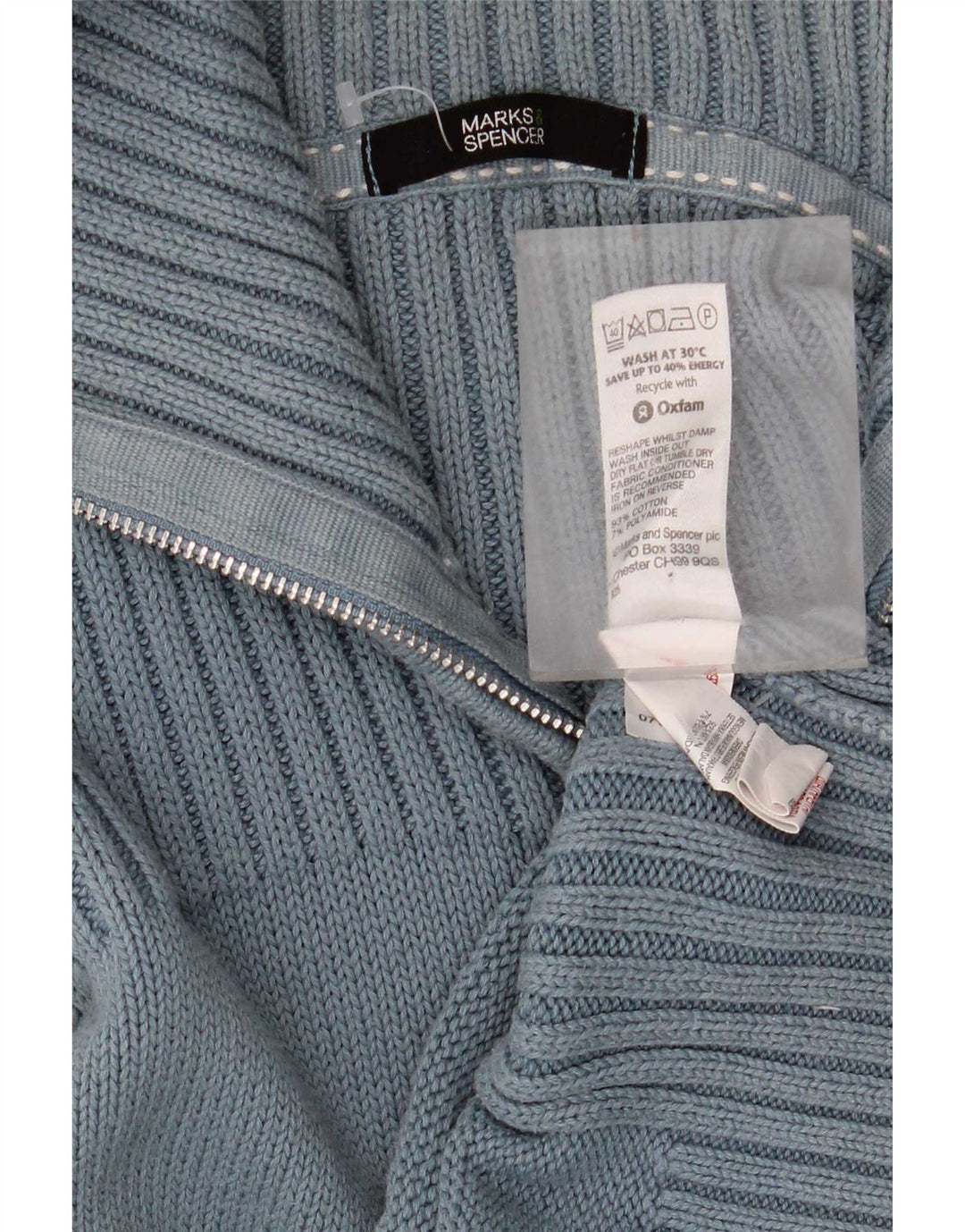 Pulover cardigan pentru femei Marks & Spencer UK 16, mare, albastru, bumbac