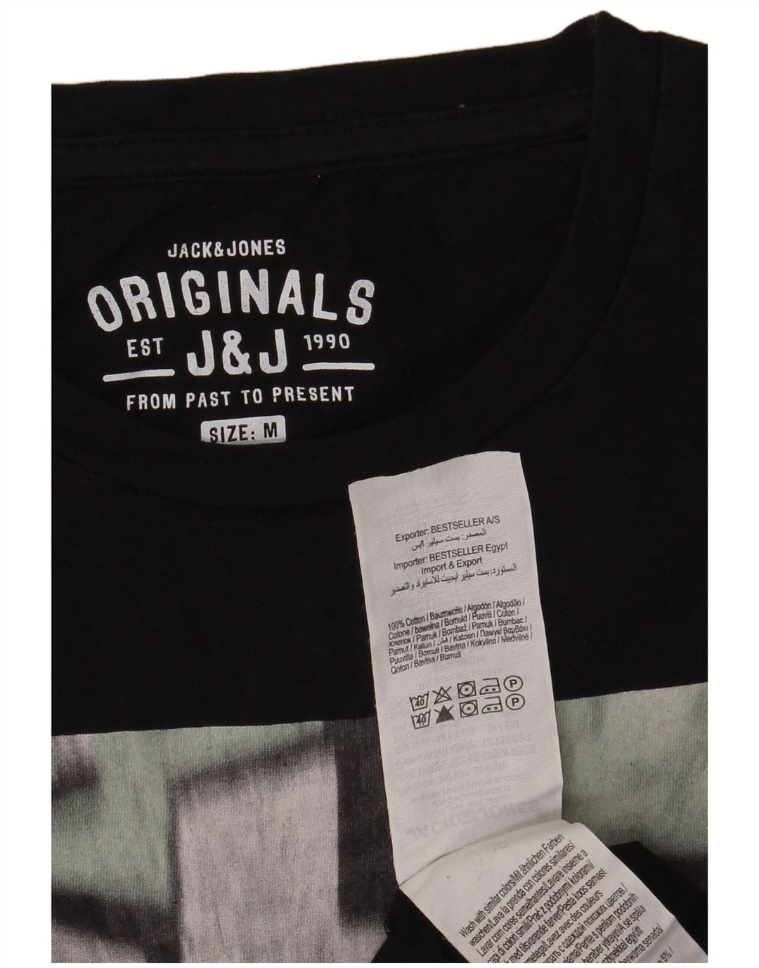 Tricou cu grafic Jack & Jones pentru bărbați Top mediu din bumbac negru