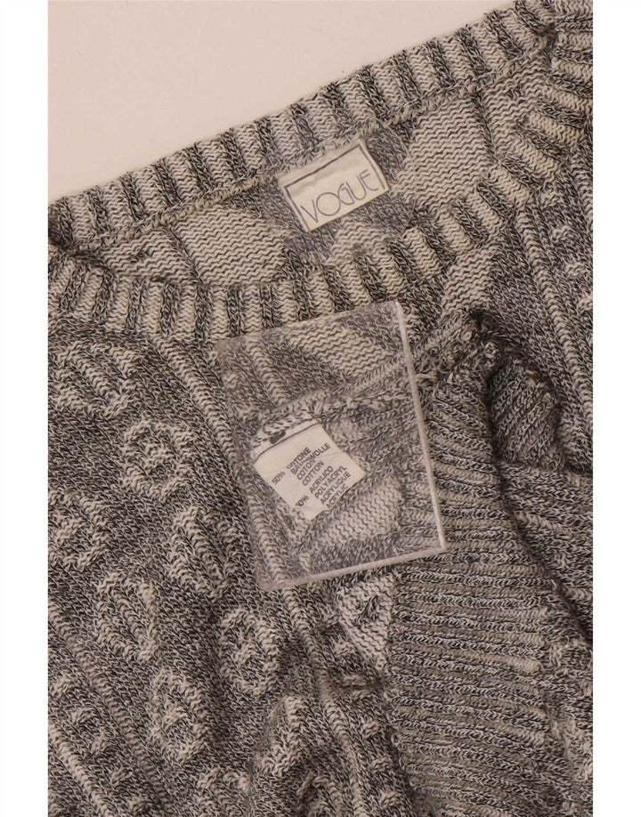 Pulover pentru bărbați Vogue cu gât roșu, bumbac geometric, gri mediu