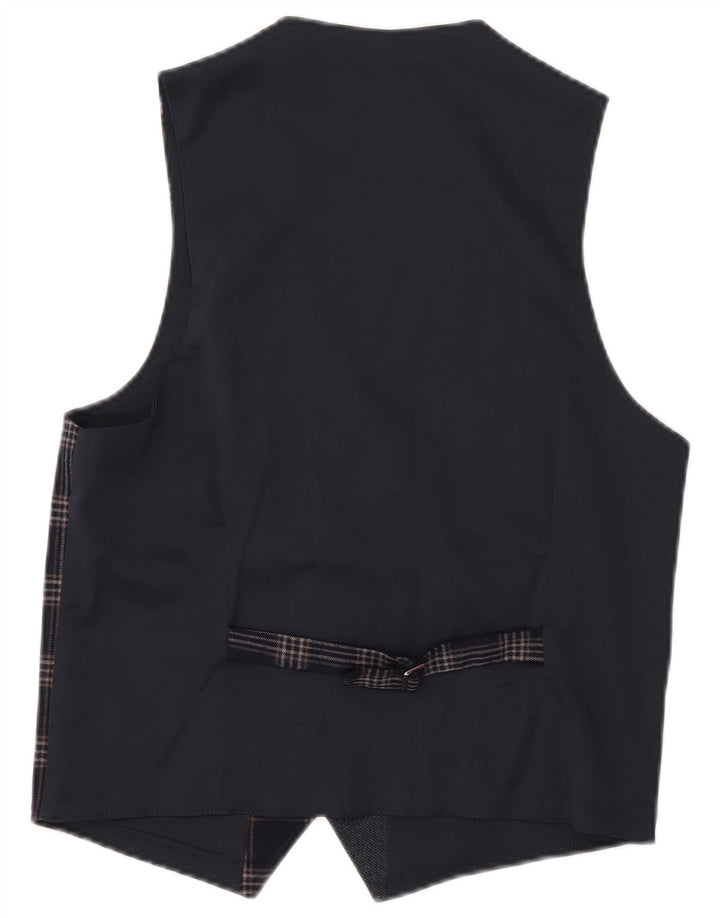 Vestă vintage pentru bărbați IT 46 Poliester cu carouri bleumarin mic