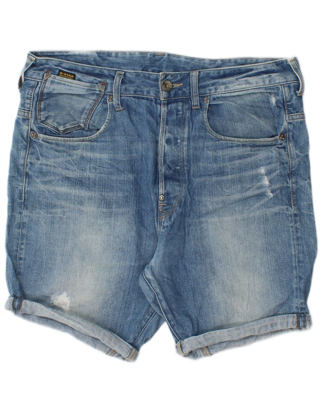 Pantaloni scurți din denim G-Star pentru bărbați W32, bumbac albastru mediu
