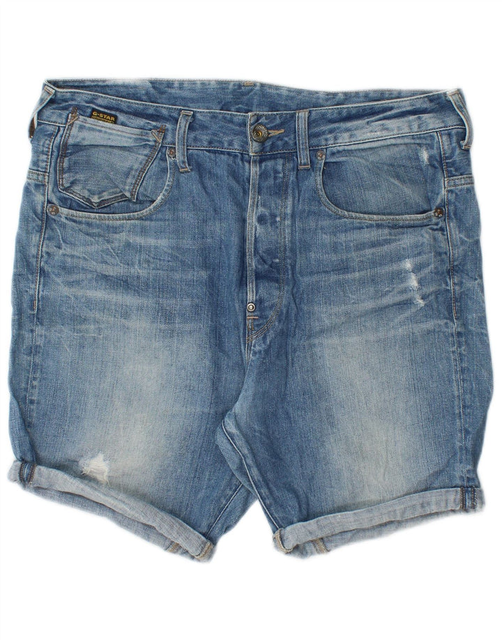 Pantaloni scurți din denim G-Star pentru bărbați W32, bumbac albastru mediu