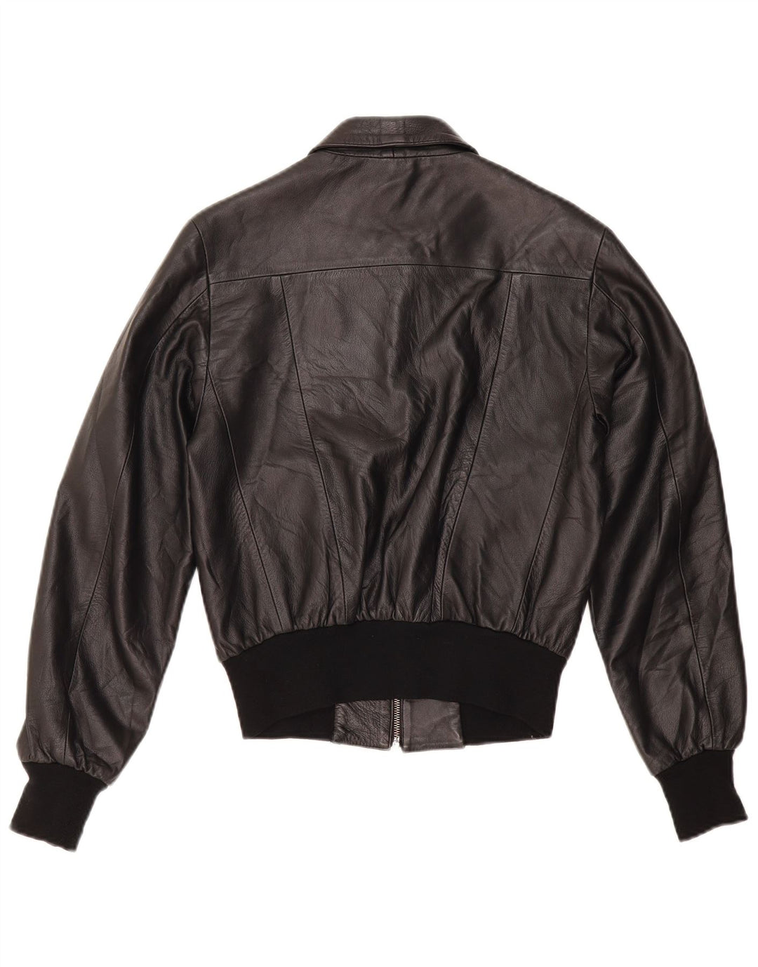 Jachetă Bomber din piele vintage pentru femei IT 44 Medium Black Leather