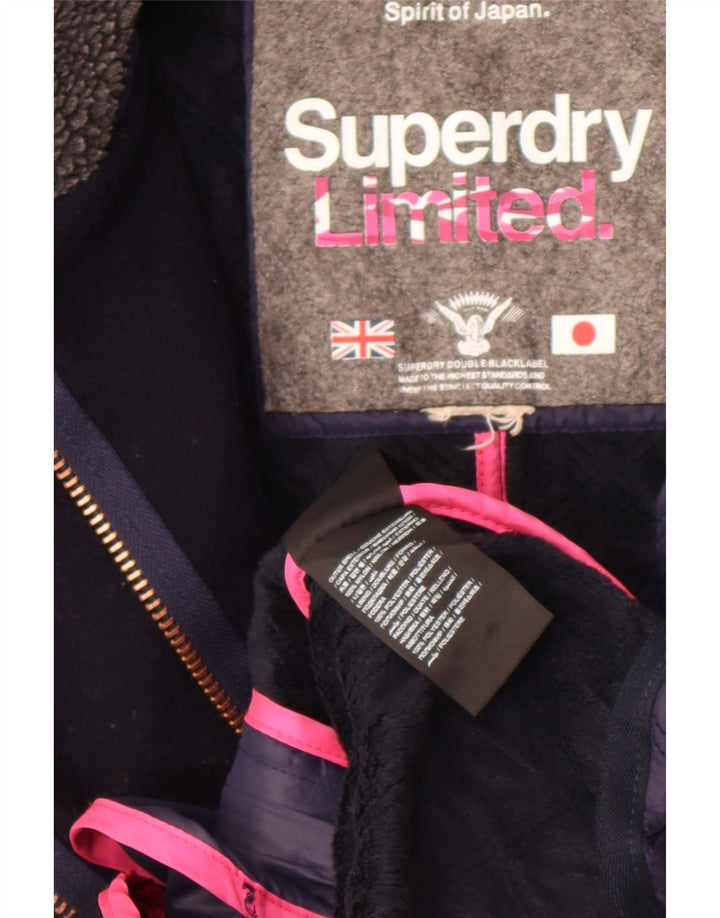 Jachetă matlasată Superdry pentru femei UK 14 Medium Navy Blue Marine Colorblock