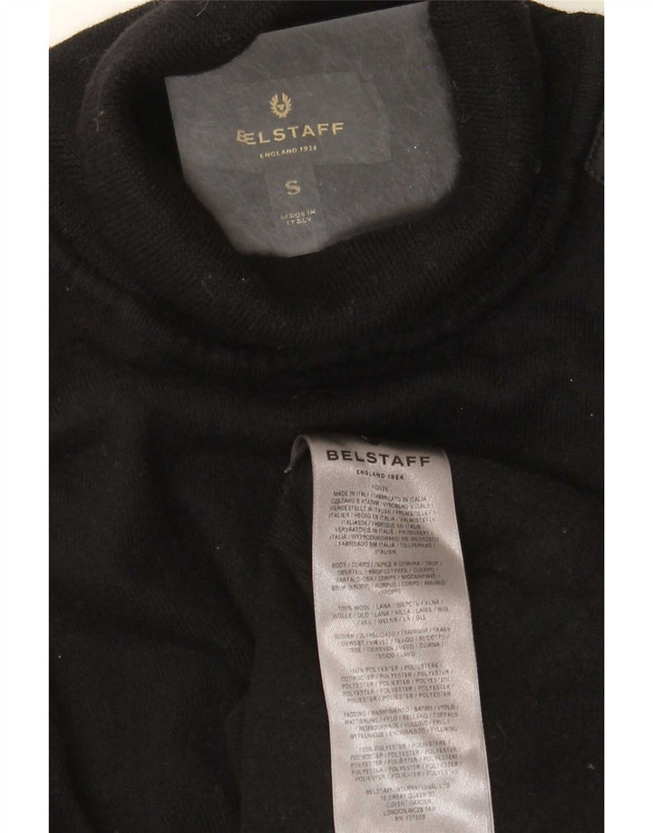 Pulover pentru bărbați Belstaff cu gât rulat, lână mică, neagră