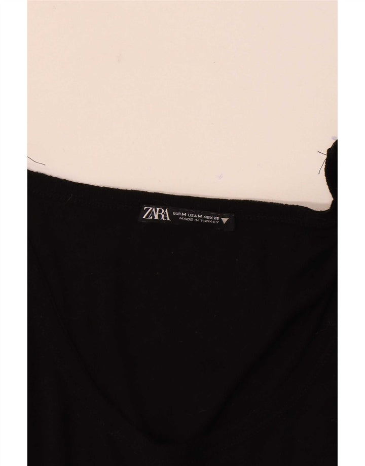 Top pentru femei Zara cu mânecă lungă UK 12 Medium Negru