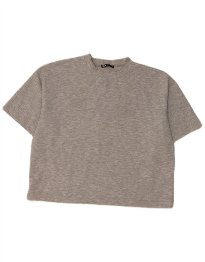 Top tricou pentru femei Zara UK 16 mare poliester cu pături gri
