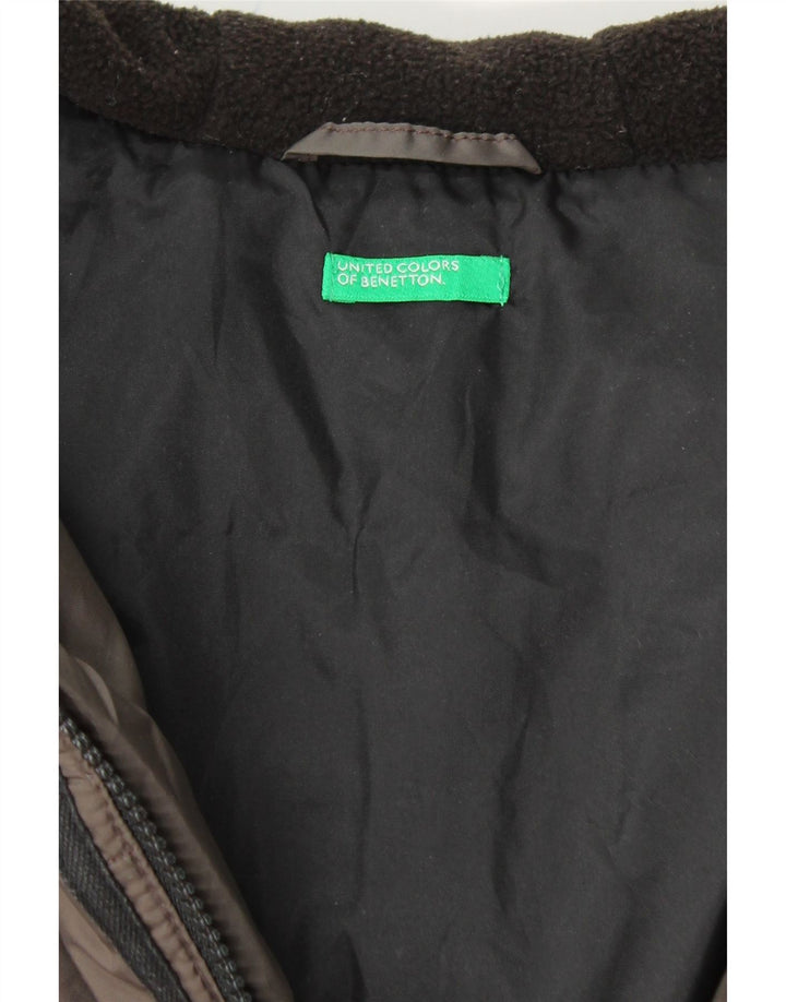 BENETTON Boys Graphic Hooded Padded Coat 12-13 Years Grey Vintage Benetton and Second-Hand Benetton from Messina Hembry 