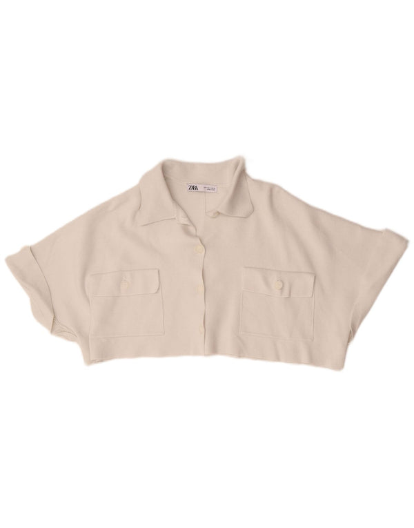 Top cardigan supradimensionat pentru femei Zara UK 10 Small White Viscose