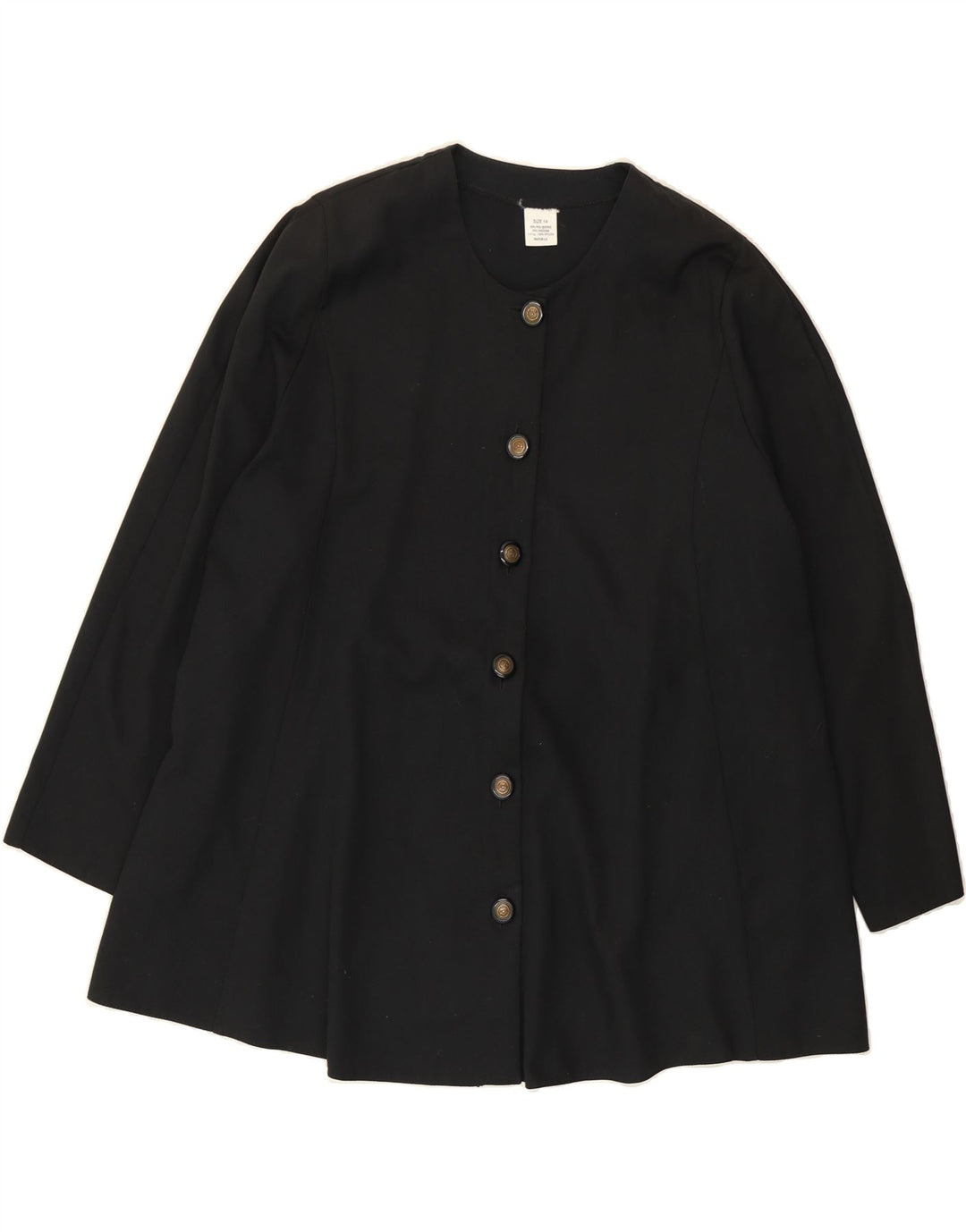 VINTAGE Womens Overcoat UK 14 Large  Black Polyester Vintage Vintage and Second-Hand Vintage from Messina Hembry 