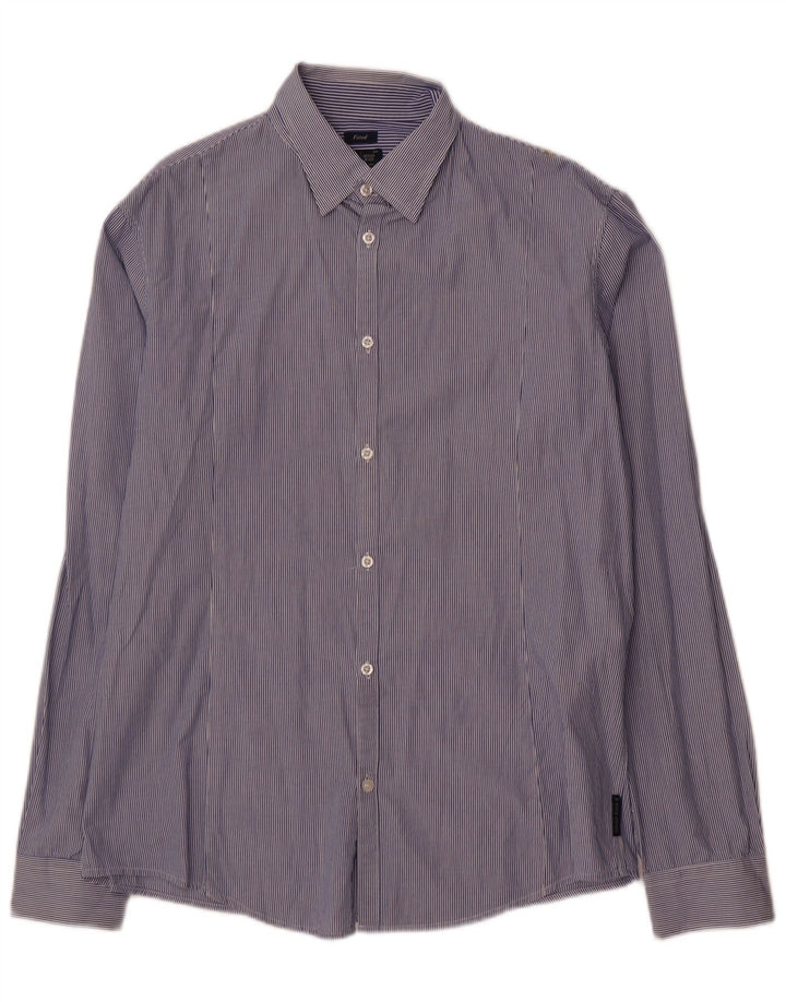 Cămașă pentru bărbați Armani Jeans 2XL, bumbac cu dungi albastre