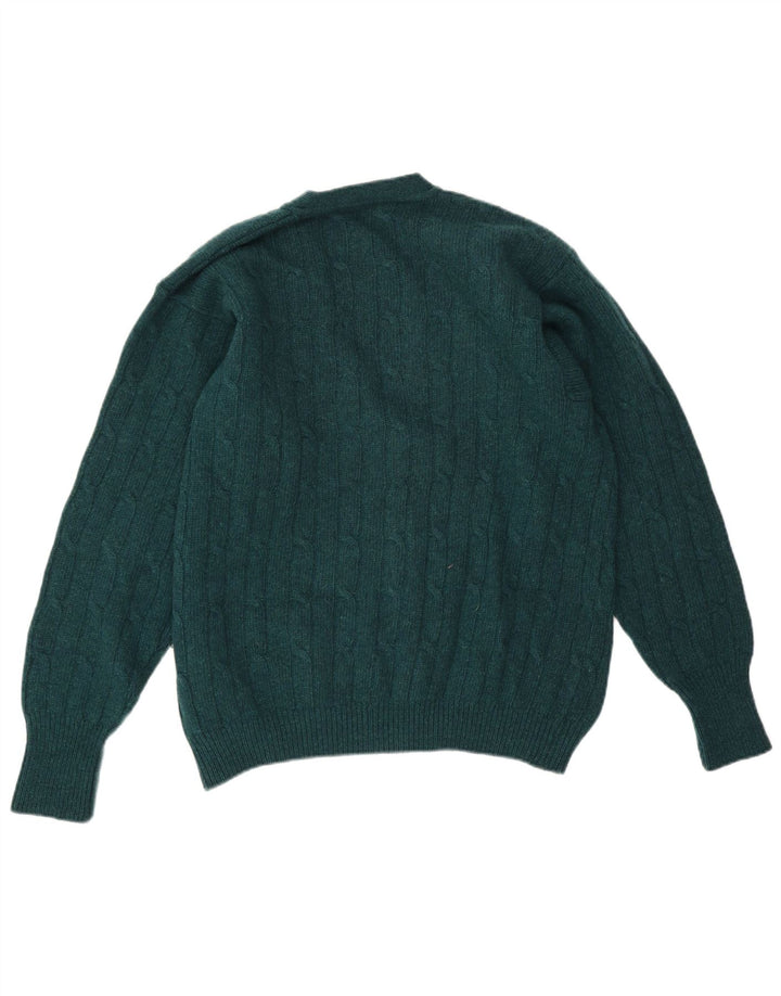 Pulover Cardigan Vintage pentru bărbați IT 50 Lână verde medie
