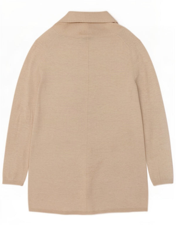 Zara Pulover cardigan pentru femei cu decolteu șal și lungă UK 14 Large Beige Flecked