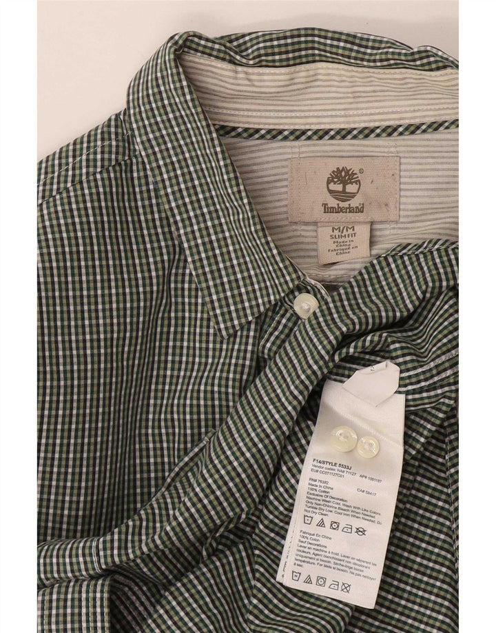 Cămașă Timberland Slim Fit pentru bărbați, bumbac verde mediu Gingham