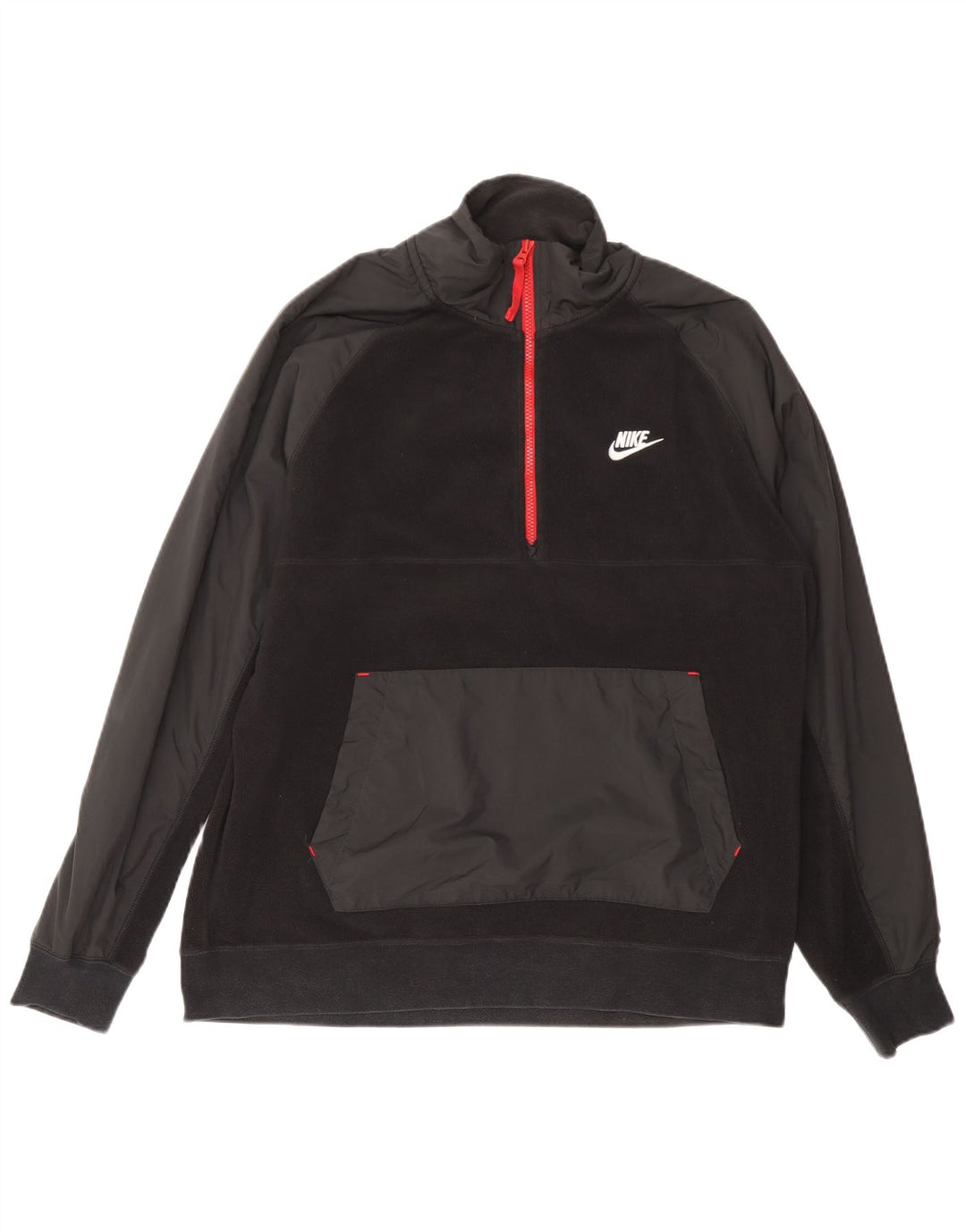 Jumper Nike pentru bărbați, cu fermoar și gât, din fleece, mare, negru, poliester
