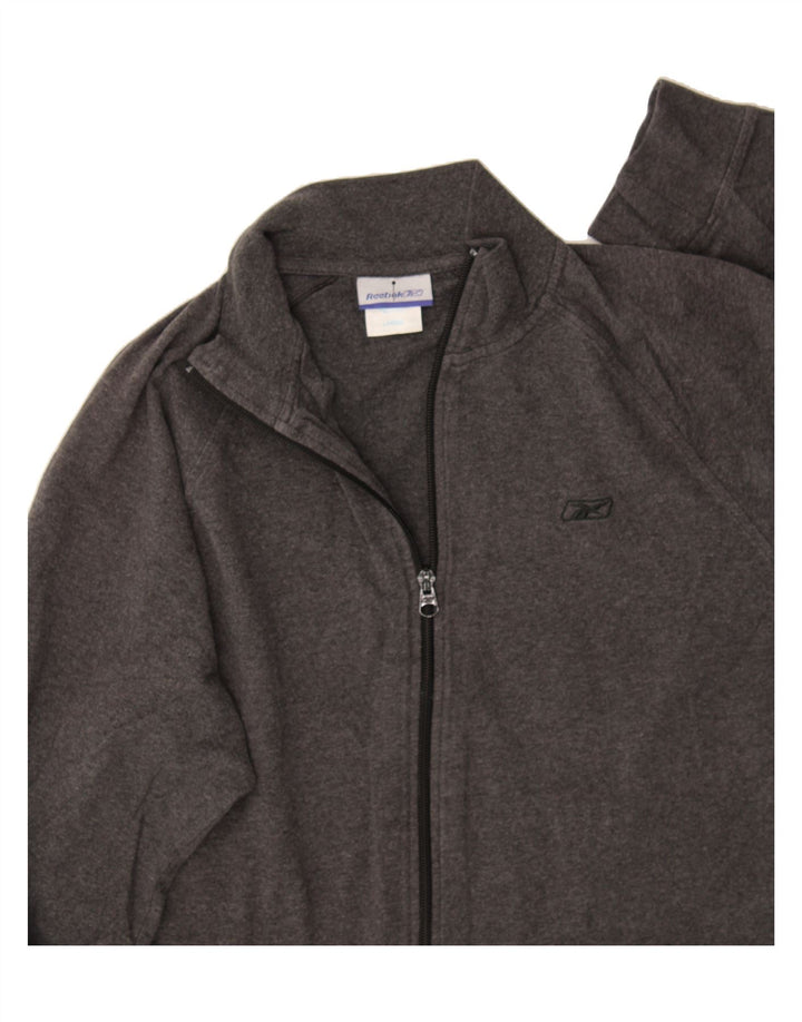 REEBOK Womens Tracksuit Top Jacket UK 16 Large Grey Cotton Vintage Reebok and Second-Hand Reebok from Messina Hembry 