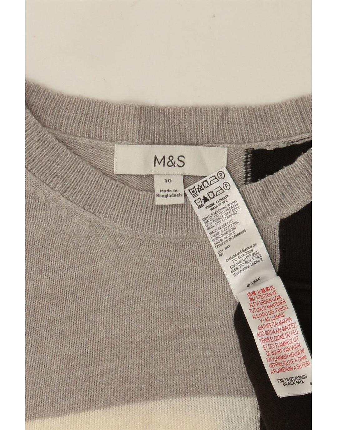Pulover pentru femei Marks & Spencer cu gât de barcă UK 10 mic gri
